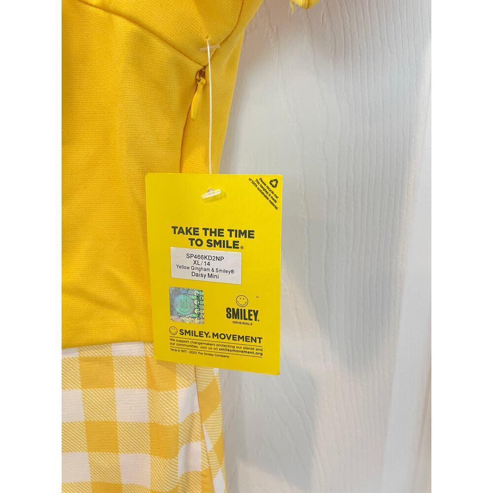 Unique Vintage X Smiley Yellow Gingham Mini Dress with Flowers #47 - Picture 7 of 10